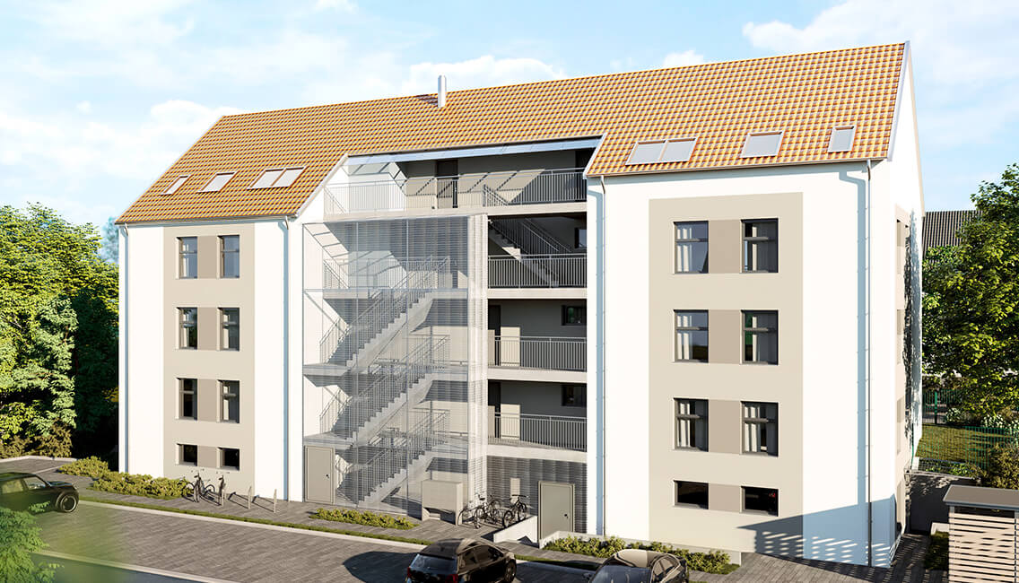 wbg-zirndorf-siedlerstrasse-2 rendering ansicht hauseingang Wohnung kaufen mieten